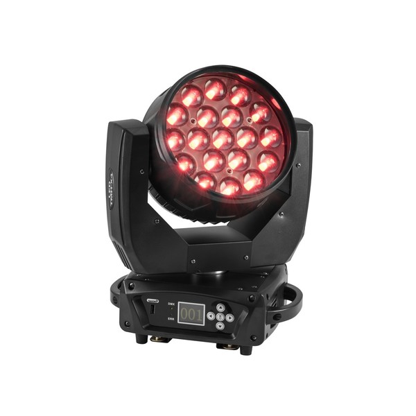 Eurolite LED TMH-X4 Moving Head Wash Zoom, Front Angled Right Lit Red