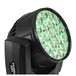 Eurolite LED TMH-X4 Moving Head Wash Zoom, Front Angled Right Lit Green Closeup