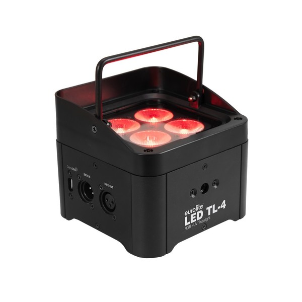 Eurolite LED TL-4 QCL RGB+UV Trusslight, Front Angled Right Lit Red