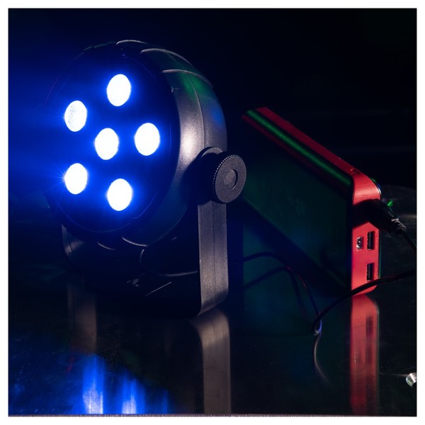 Eurolite LED PK-3 USB TCL Spot, Stage Preview Angled Left Lit Blue