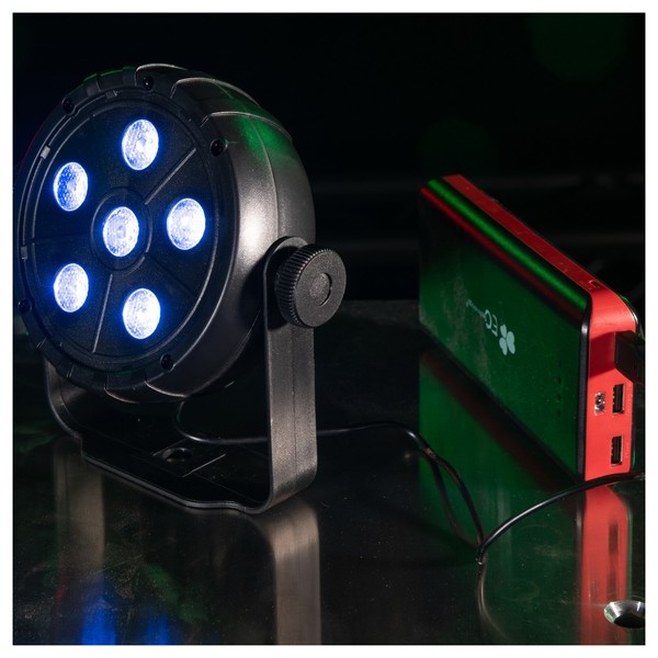 Eurolite LED PK-3 USB TCL Spot, Stage Preview Angled Left Lit White/Blue