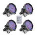 Cameo 144 x 10mm RGB LED Flat Par Can Spotlight, Black, Set of 4, Full Package