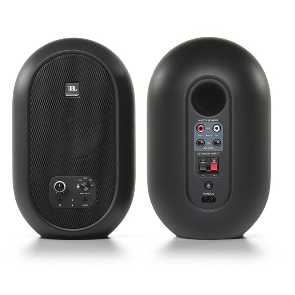 JBL 104-BT Bluetooth Reference Monitors, Master Monitor Front and Back
