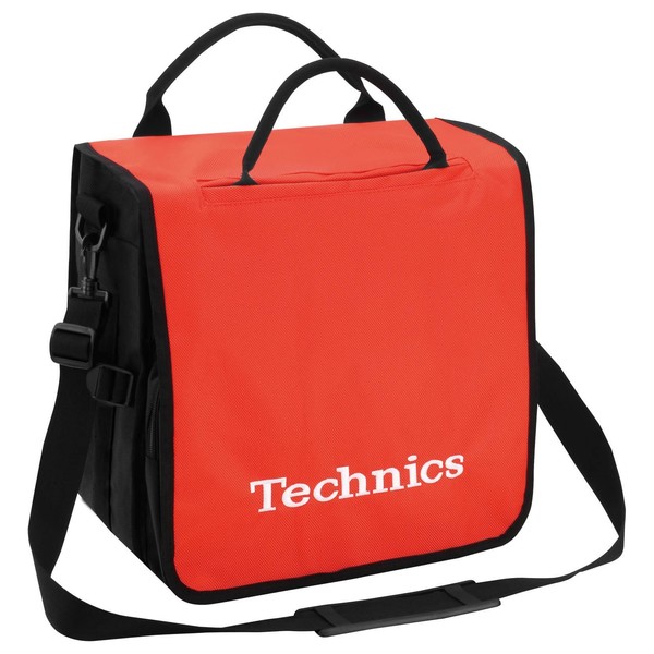 Technics Record Bag (Orange White Logo) - Angled