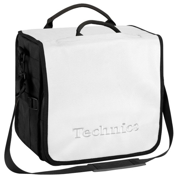 Technics Record Bag (White Silver Logo) - Angled