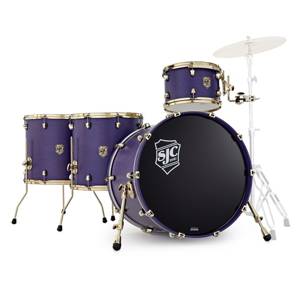 SJC Drums Navigator 22'' 4pc Shell Pack, Royal Purple Stain, Brass HW
