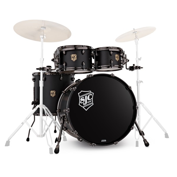 SJC Drums Navigator 22" 4pc Shell Pack, Ghost Black, Black Nickel HW