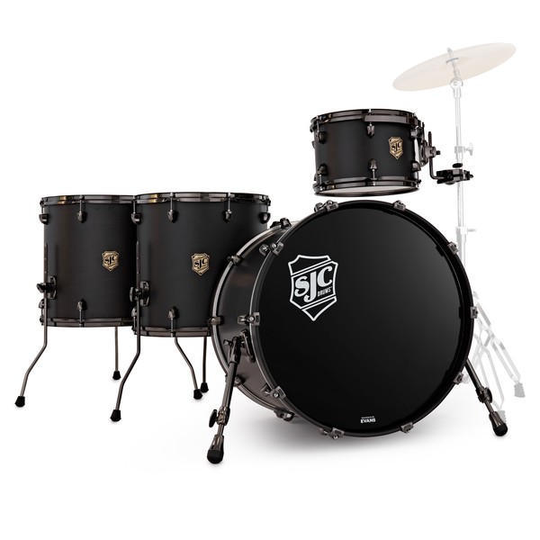SJC Drums Navigator 22" 4pc Shell Pack, Ghost Black, Black Nickel HW