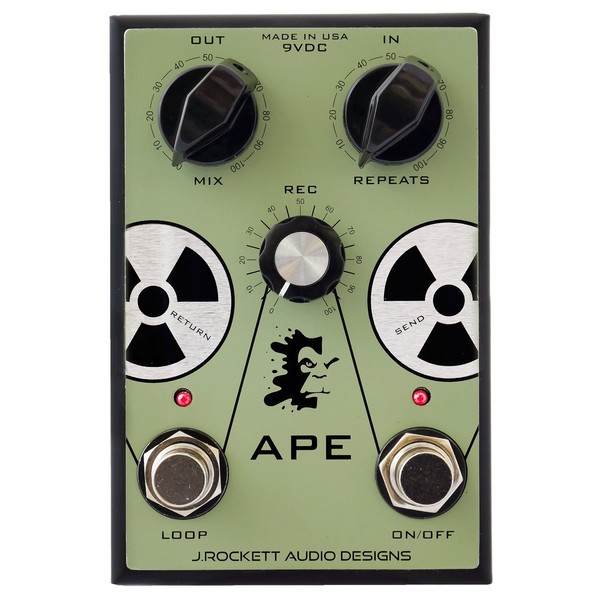 J Rockett APE Analog Preamp Experiment Tape Machine Recreation Pedal - Front