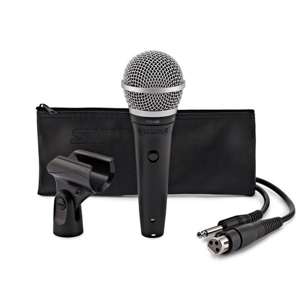 Shure PGA48 Cardioid Dynamic Vocal Microphone, with XLR to Jack Cable - Full Package