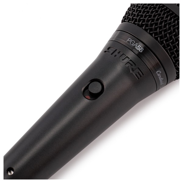 Shure PGA58 Vocal Microphone Set Including Mic Stand + XLR Cable - Microphone Closeup