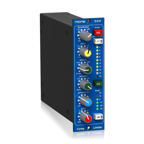 Midas 522 V2 Compressor Limiter Module, Front Angled Right