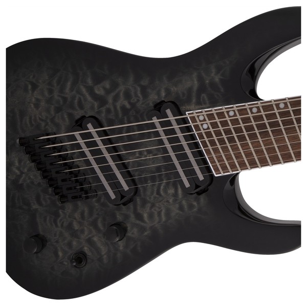 Jackson SLATXF8 QM Multi-Scale 8-String, Trans Black Burst - close up