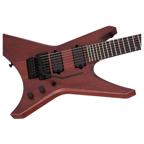 Jackson Pro Dave Davidson Warrior 7-String, Walnut Mahogany, Front Angled Right Closeup