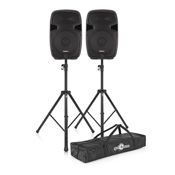 SubZero 600W 15" PA Speaker System with Digital Media Player & Stands