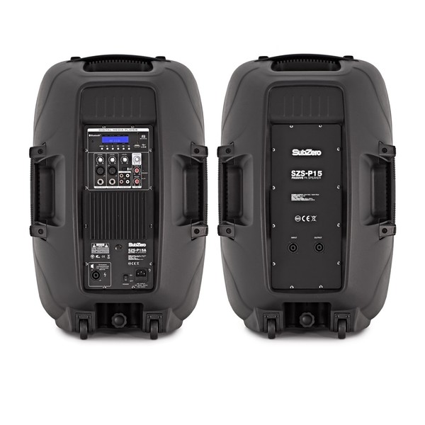 SubZero 600W 15" PA Speaker System with Digital Media Player, Pair Rear