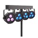 Cosmos 12 X 9W Stage Par Bar by Gear4music, Angled Lit Mounted on Stand