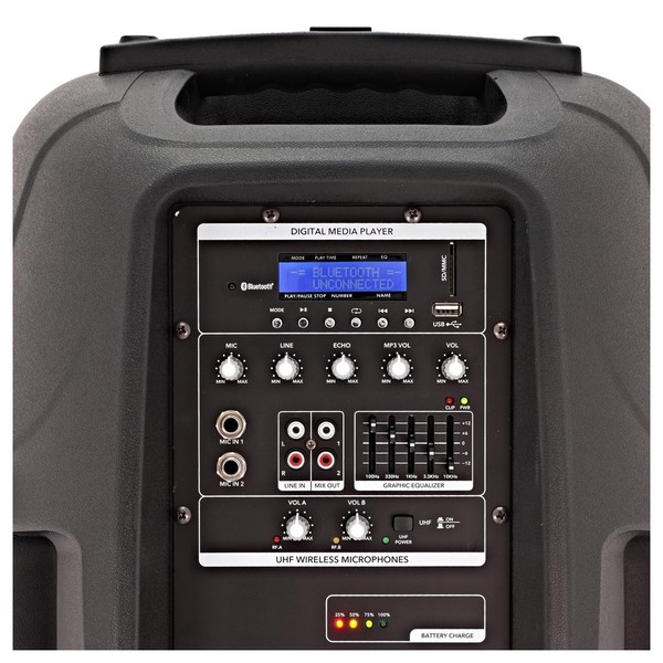 SubZero SZPA-P12 Portable PA with Bluetooth + Wireless Mics, Media Player