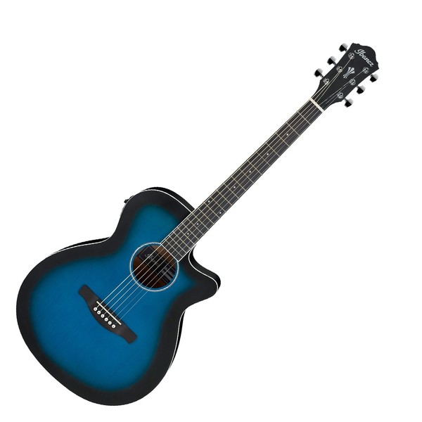 Ibanez AEG7, Transparent Blue Sunburst Open Pore, Front Angled Right