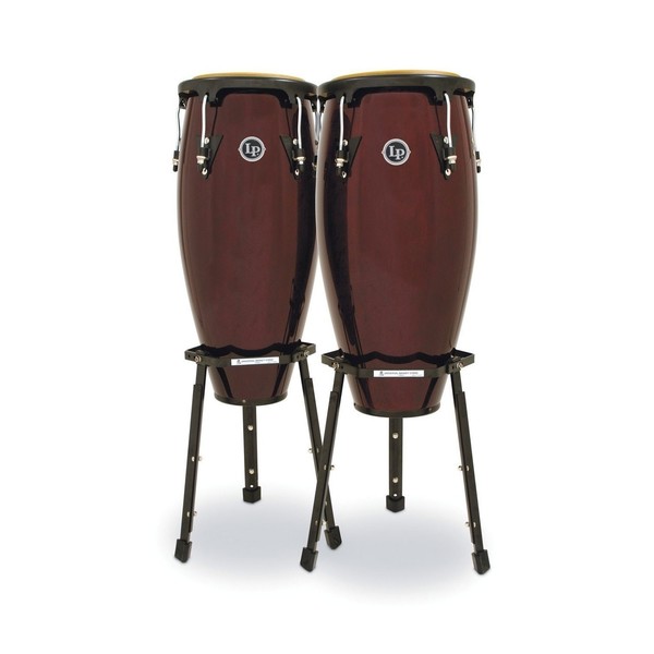LP Aspire 11" & 12" Congas with Basket Stand, Dark Wood