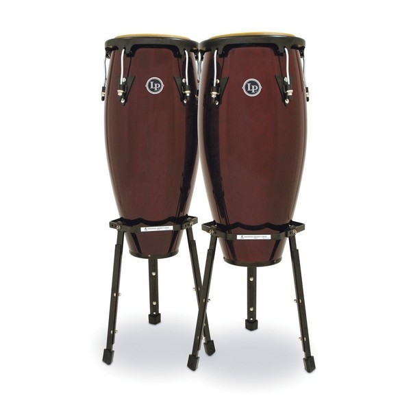 LP Aspire 10" & 11" Congas with Basket Stand, Dark Wood