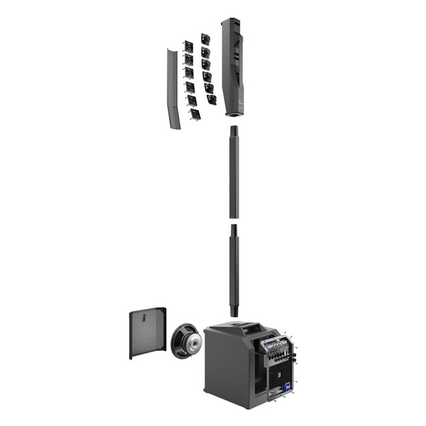 Electro-Voice Evolve 30M Column PA System, Rear Angled Exploded Component View
