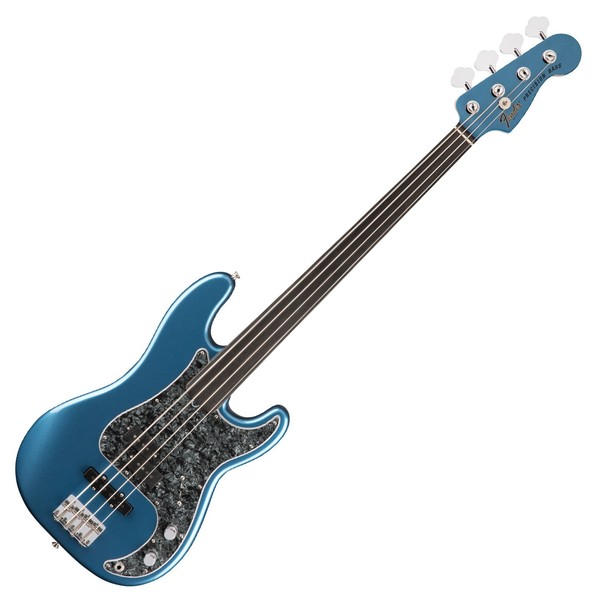 Fender Tony Franklin Fretless Precision Bass, Lake Placid Blue - Front View