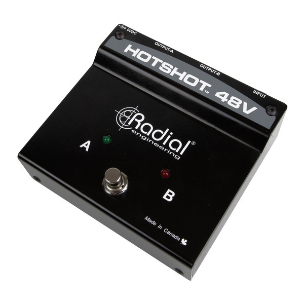 Radial HotShot 48V Condenser Microphone Switcher, Angled Left