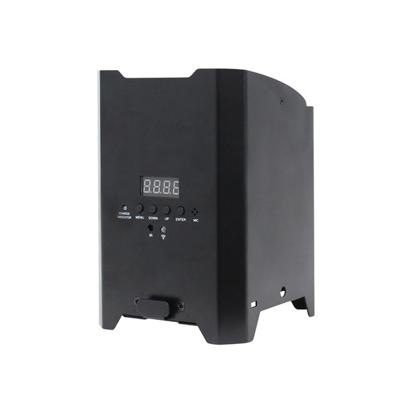 LEDJ Rapid QB1 HEX Battery Uplighter, Black, Rear Angled