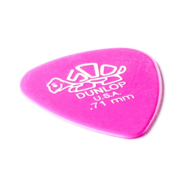 Dunlop 0.71mm Del 500 Pick, Pink, Players Pack of 12 - slant