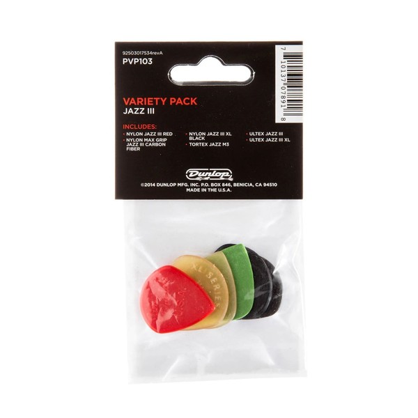 Dunlop PVP103 Jazz Variety Pack, Players Pack of 6 - back