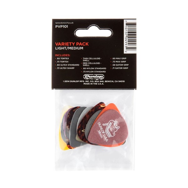 Jim Dunlop Pvp101-Pick Variety Pack, Medium-Light, Players Pack of 12 - back