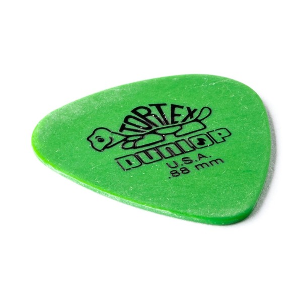 Dunlop 0.88mm Tortex Standard Pick, Green, Players Pack of 12 - flat