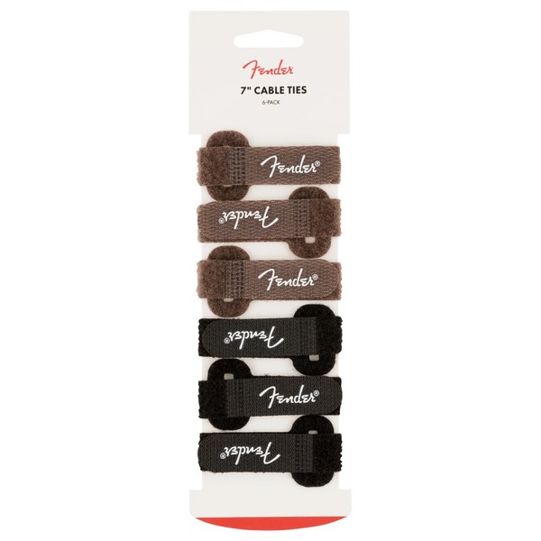 Fender 7" Cable Ties, Black & Brown - packaged