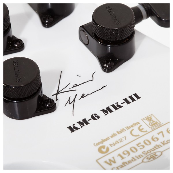 Schecter Keith Merrow KM-6 MK-III Hybrid, Snowblind, Headstock Rear