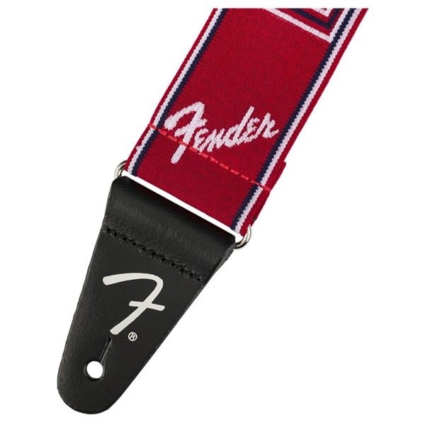 Fender Weighless 2" Monogram Strap, Red/White/Blue - End