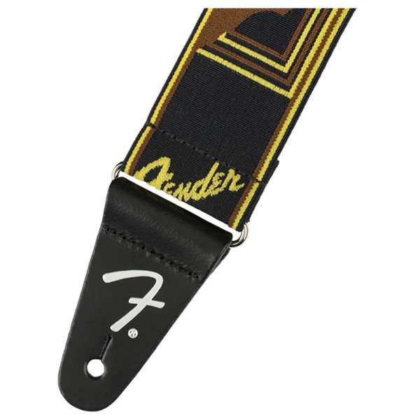 Fender Weighless 2" Monogram Strap, Black/Yellow/Brown - End
