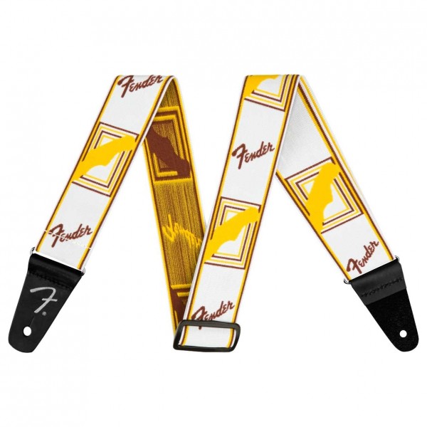 Fender Weighless 2" Monogram Strap, White/Brown/Yellow - Main