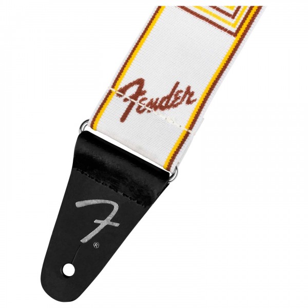 Fender Weighless 2" Monogram Strap, White/Brown/Yellow - End