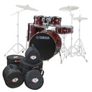 Yamaha Stage Custom Set da 5 Fusti in Betulla da 22'' con Custodie, Cranberry Red