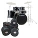 Yamaha Stage Custom Set da 5 Fusti in Betulla da 22'' con Custodie, Raven Black
