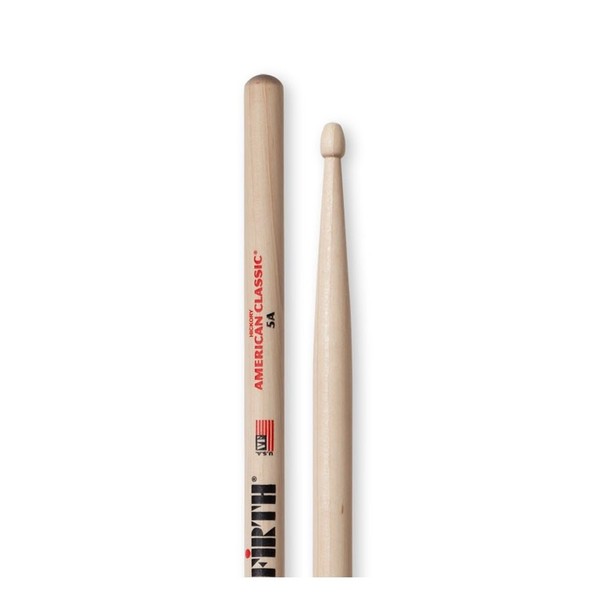 Vic Firth 5A Hickory Drumsticks Wood Tip, 12 Pair Value Bundle - Detail