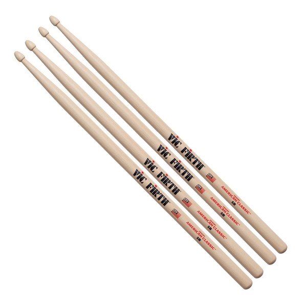 Vic Firth 5B Hickory Drumsticks, 2 Pair Value Bundle