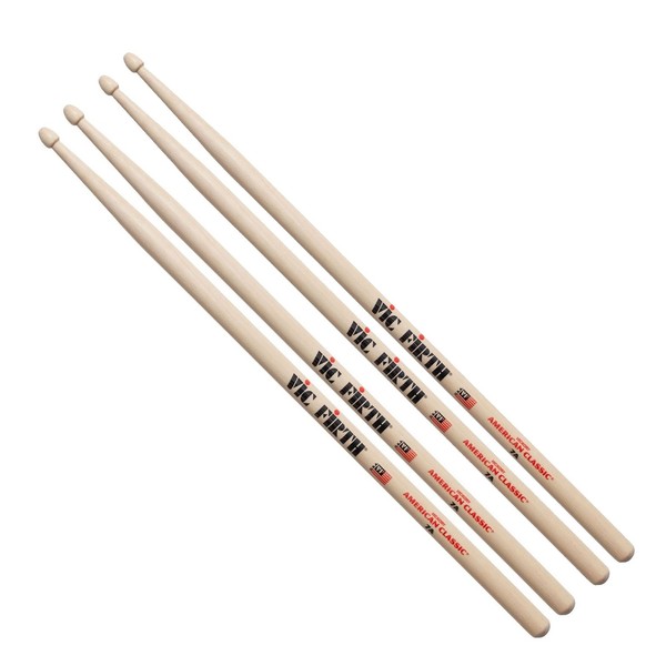 Vic Firth 7A Hickory Drumsticks, 2 Pair Value Bundle