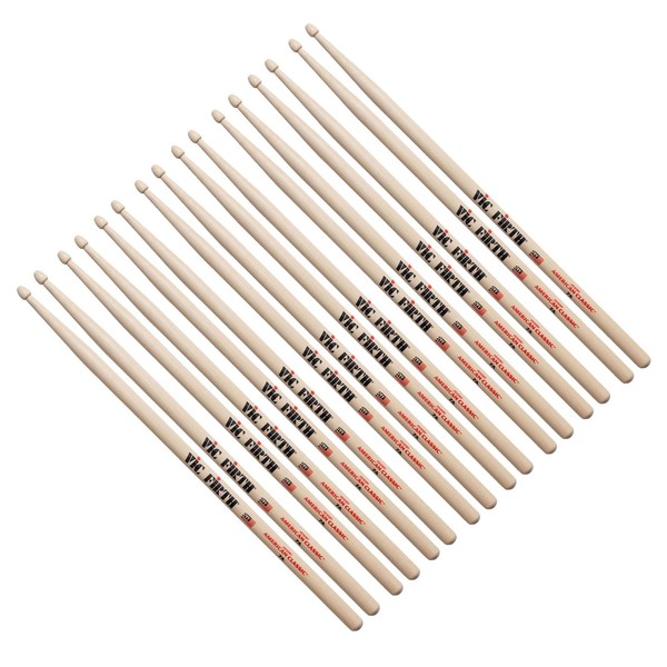 Vic Firth 7A Hickory Drumsticks, 8 Pair Value Bundle