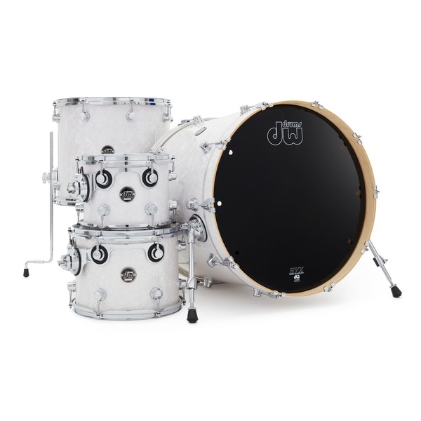 DW Drums Performance Series 22" 4 Piece Shell Pack, White Marine