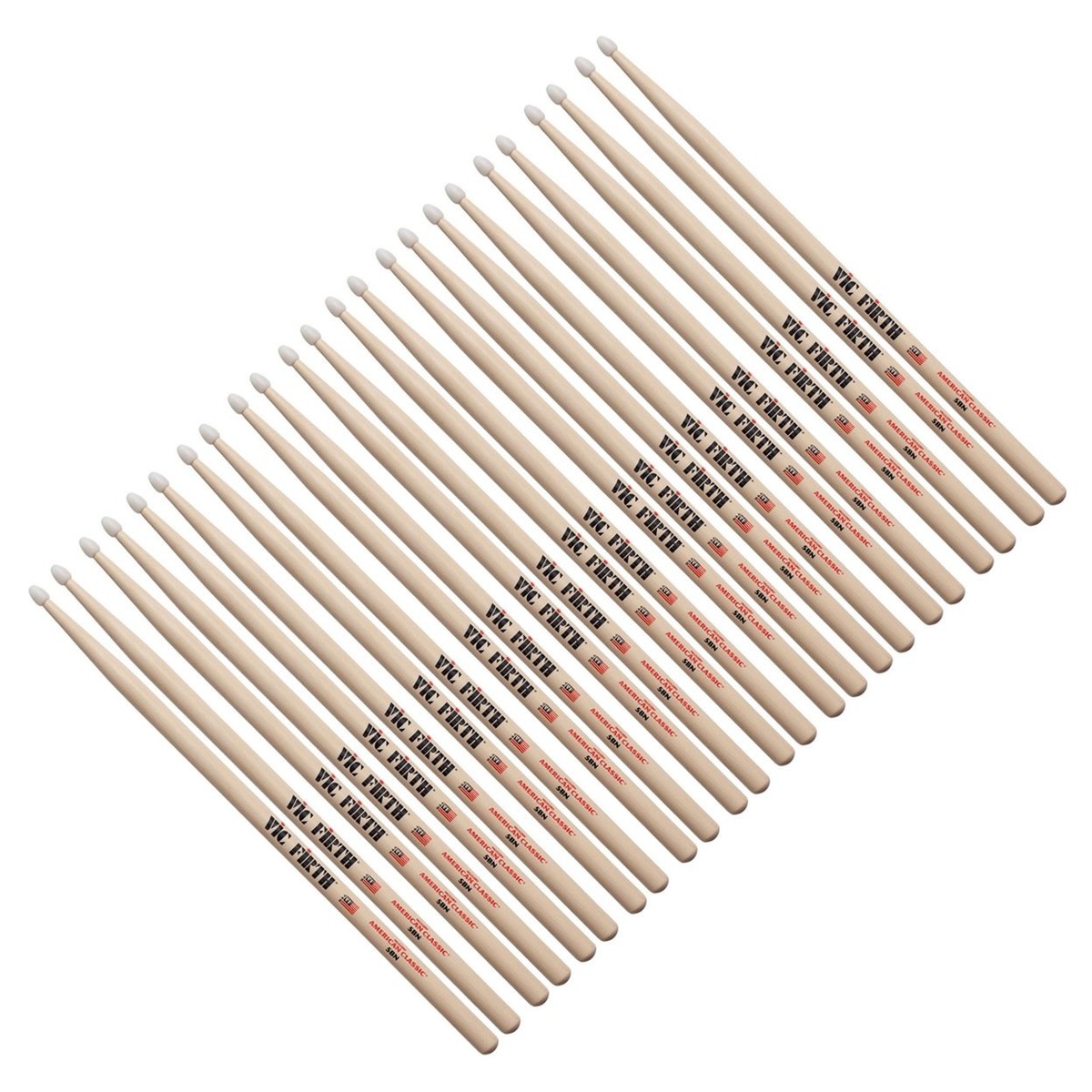 OFFL Vic Firth 5BN Nylon Tip Hickory Drumsticks, 12 Paar Value Bundle ...