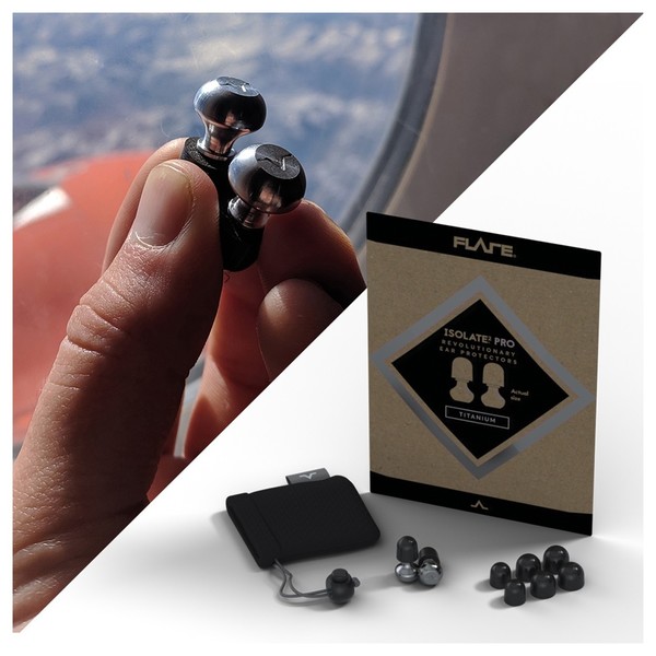Flare Audio Isolate 2 Pro, Titanium, Lifestyle and Packaging