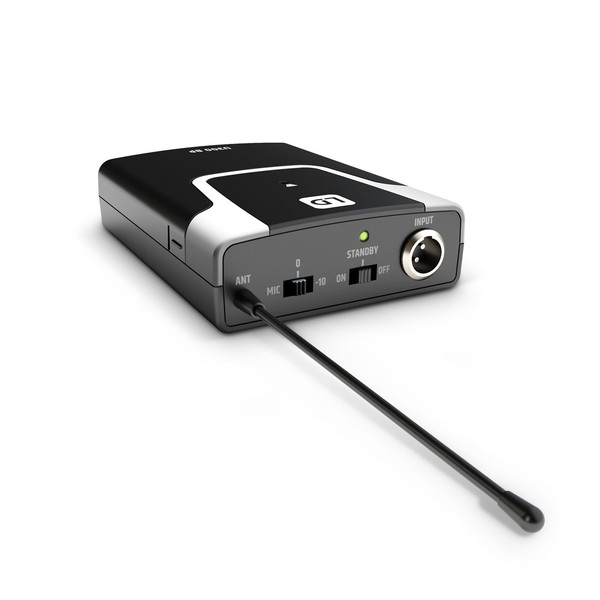 LD Systems U308 Dual Headset Wireless Microphone System, Bodypack Laid Down