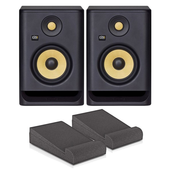 KRK ROKIT RP5 G4 Studio Monitors, Pair with Isolation Pads